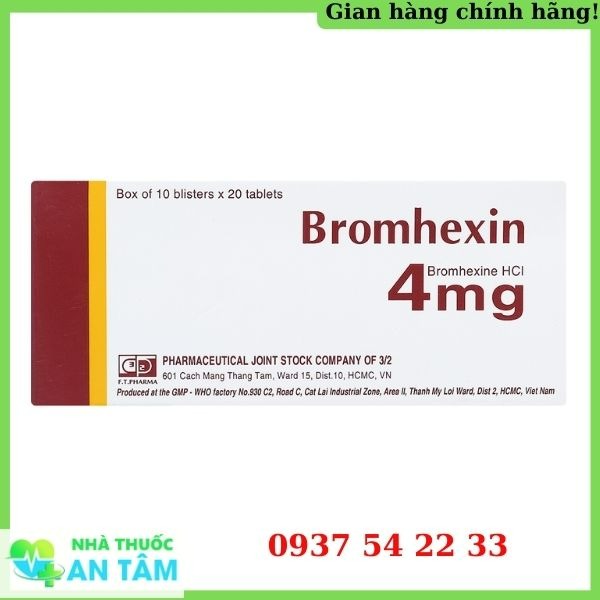 Thuốc Bromhexin 4mg điều trị long đờm, viêm khí phế quản Thuốc Bromhexin 4Mg F.t Pharma điều trị viêm khí phế quản