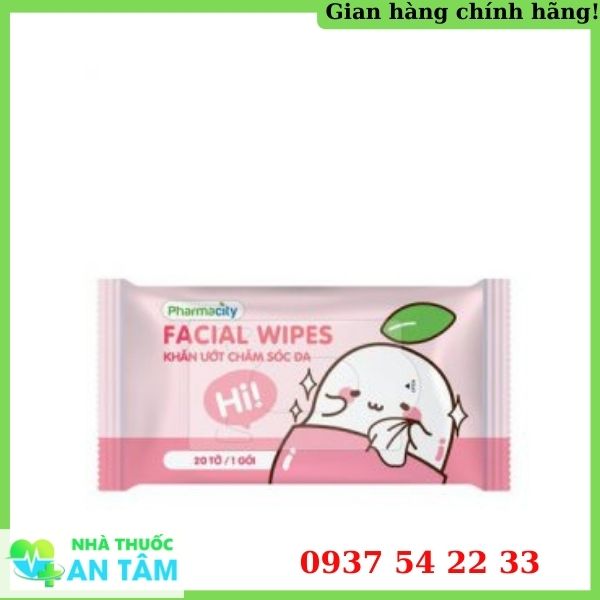 Khăn ướt chăm sóc da Pharmacity 20 tờ/gói không xơ mềm mại