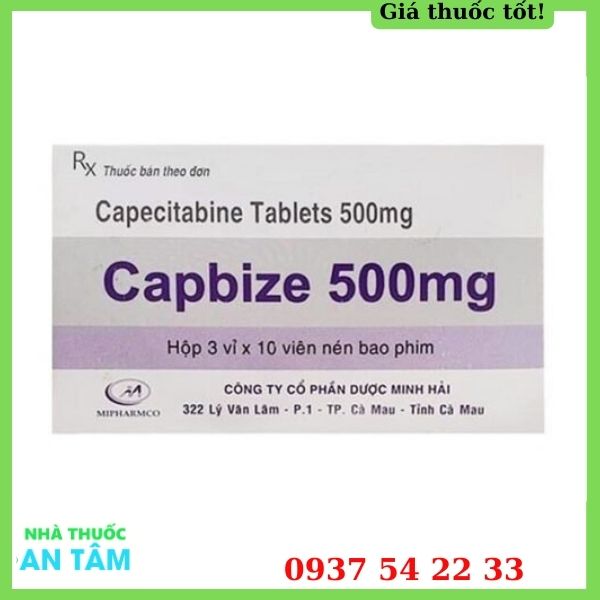 Thuốc Capbize 500mg sử dụng cho ung thư dạ dày, vú, ung thư trực tràng