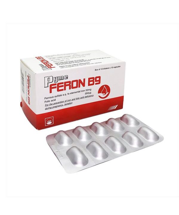 Thuốc Pyme Feron B9 ngừa thiếu máu và acid folic ở thai nhi (10 vỉ x 10 viên) 2 Thuốc pyme feron b9 (3)