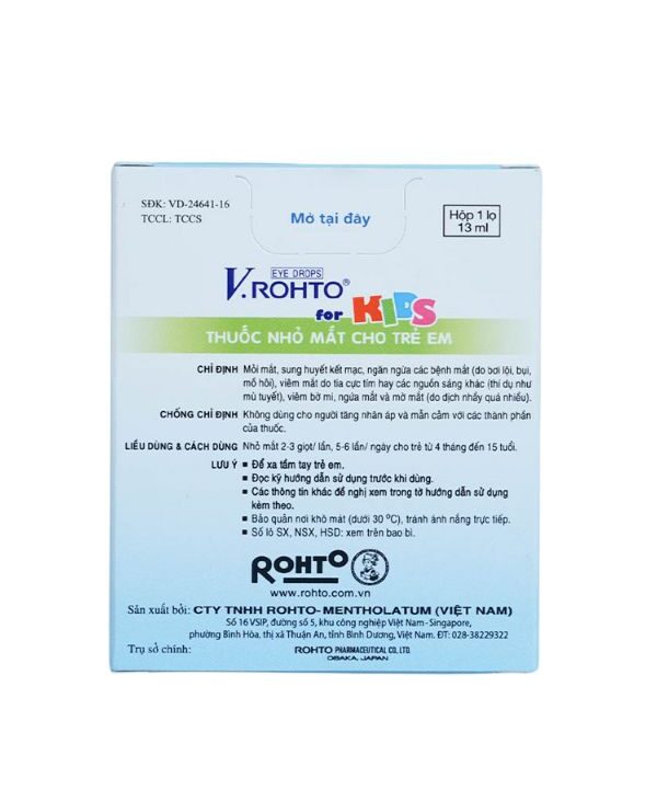 Thuốc nhỏ mắt V.Rohto For Kids giảm mỏi mắt (1 chai x 13ml) 3 Dung dịch nhỏ mắt V.Rohto For Kids giảm mỏi mắt (1 chai x 13ml) (2)
