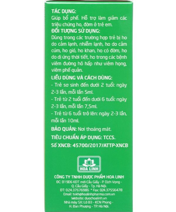 Bổ Phế Bảo Thanh Trẻ Em Hoa Linh điều trị ho do cảm lạnh, cảm cúm (3)