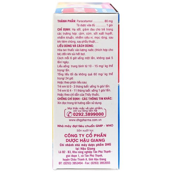 Bột sủi Hapacol 80 DHG giảm đau, hạ sốt (4)