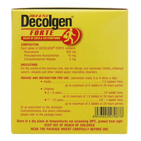 Thuốc Decolgen Forte trị các triệu chứng cảm thông thường, viêm mũi dị ứng (2)