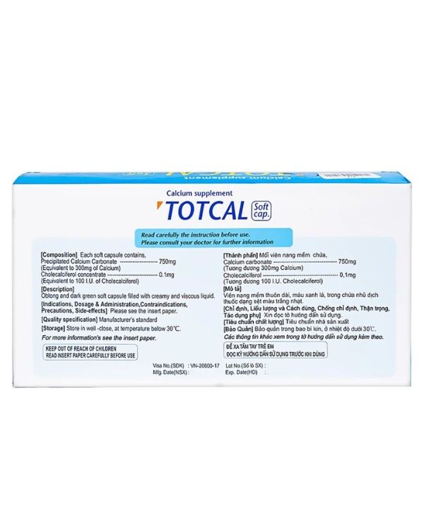 Thuốc Totcal Soft Cap điều trị còi xương, co giật (20 vỉ x 5 viên) (1)
