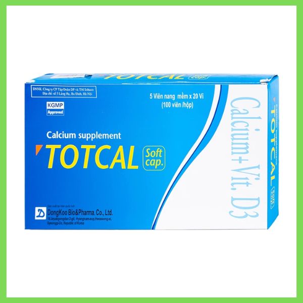 Thuốc Totcal Soft Cap điều trị còi xương, co giật (20 vỉ x 5 viên)
