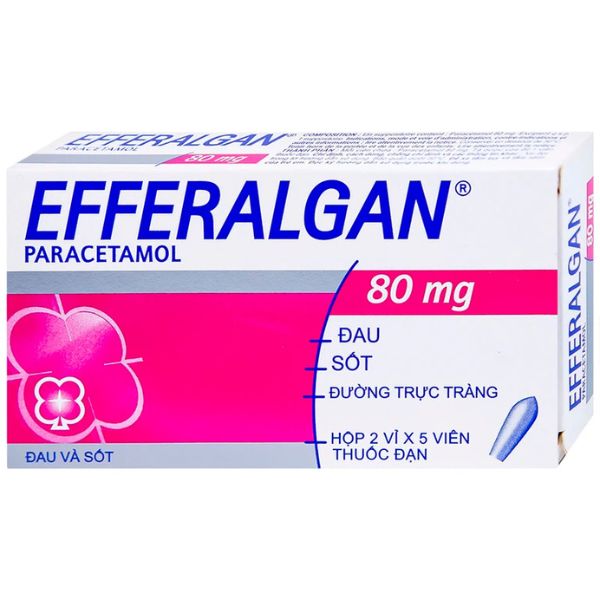 Viên đặt trực tràng Efferalgan 80mg giảm đau, hạ sốt (1)