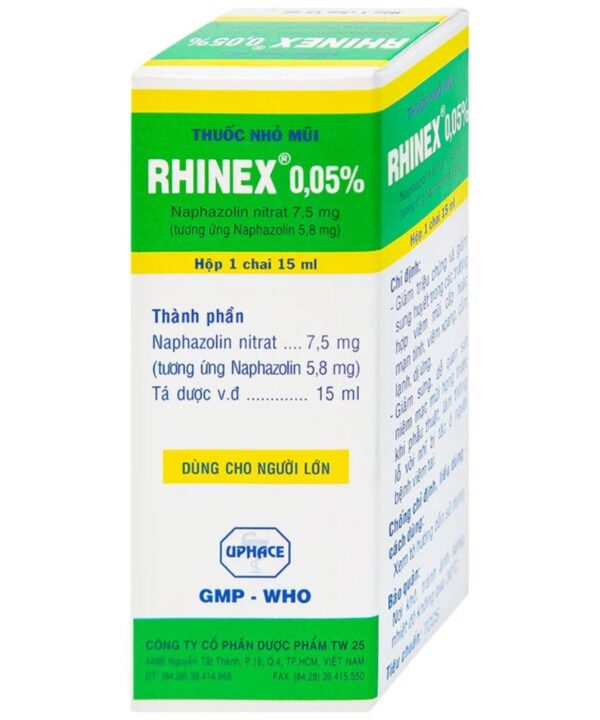 Thuốc nhỏ mũi Rhinex 0.05% giảm triệu chứng, sung huyết trong viêm mũi (1)