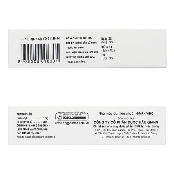 Thuốc BisacodylDHG 5mg trị táo bón (2)