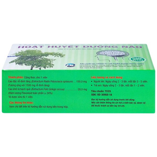 Thuốc Hoạt Huyết Dưỡng Não Phúc Vinh (2)