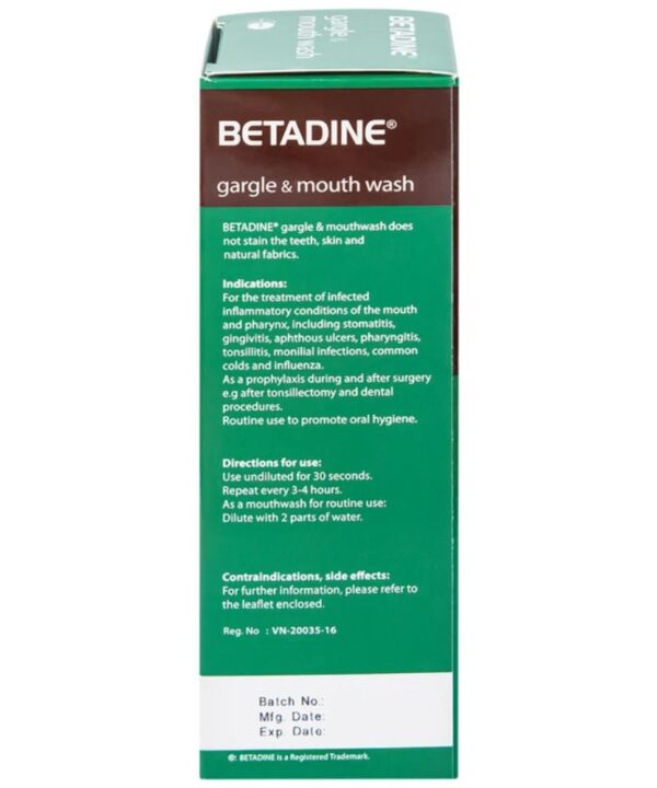 Thuốc súc họng Betadine Gargle and Mouthwash phòng và trị nhiễm khuẩn khoang miệng (4)