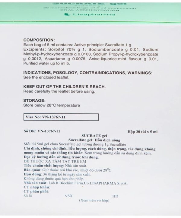 Thuốc Sucrate Gel 1g điều trị viêm loét dạ dày (2)