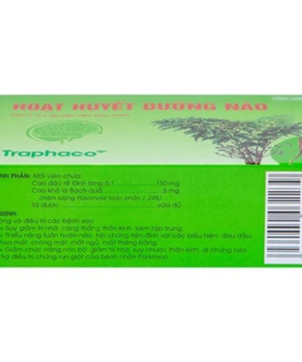 Thuốc Hoạt Huyết Dưỡng Não điều trị suy giảm trí nhớ, căng thẳng thần kinh (5 vỉ x 20 viên) 3 Thuốc Hoạt Huyết Dưỡng Não bao phim (4)