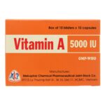 Thuốc Vitamin A 5000IU Mekophar điều trị thiếu Vitamin A, bổ sung cho người bệnh gan (10 vỉ x 10 viên) Thuốc Vitamin A 5000IU Mekophar điều trị thiếu Vitamin A (1)