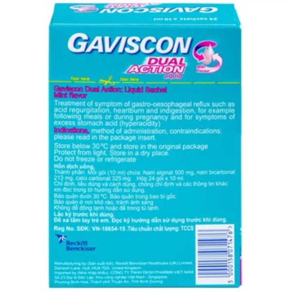 Hỗn dịch uống Gaviscon Dual Action trị trào ngược dạ dày (2)