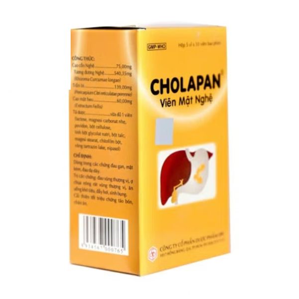 Viên mật nghệ Cholapan điều trị các chứng gan đau (1)