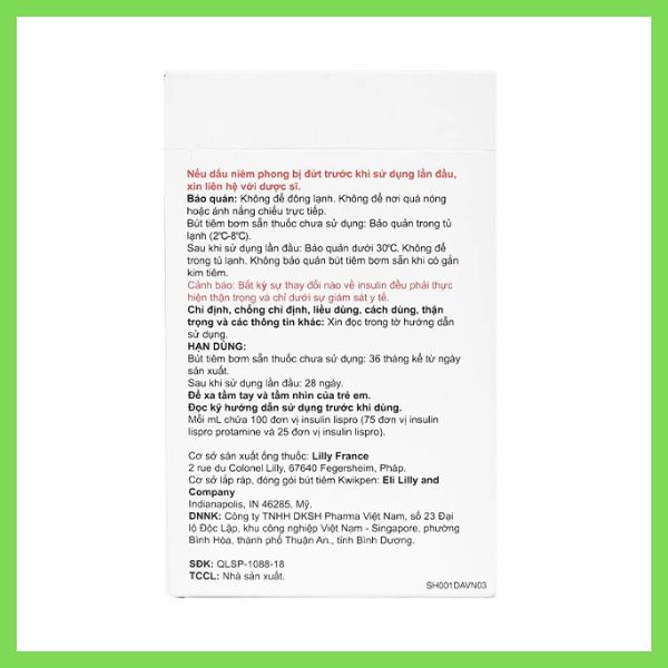 Bút tiêm Humalog Mix 75/25 KwikPen là thuốc gì? Công dụng và liều dùng 6 Bút tiêm Humalog Mix 75/25 KwixPen điều trị đái tháo đường (2)