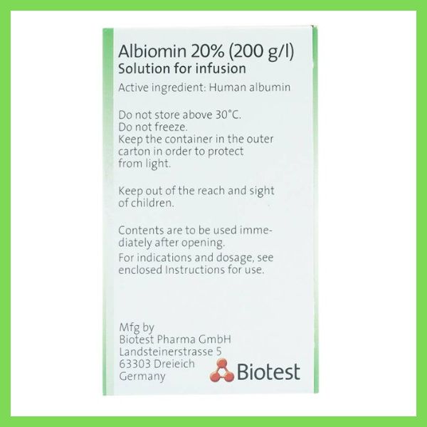 thuoc-albiomin-20-1 Thuốc Albiomin 20% điều trị cấp cứu trường hợp choáng do giảm thể tích máu (2)
