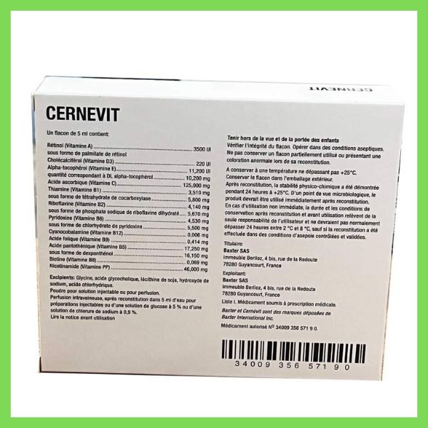 Bột pha tiêm Cernevit Baxter bổ sung vitamin và khoáng chất (6)