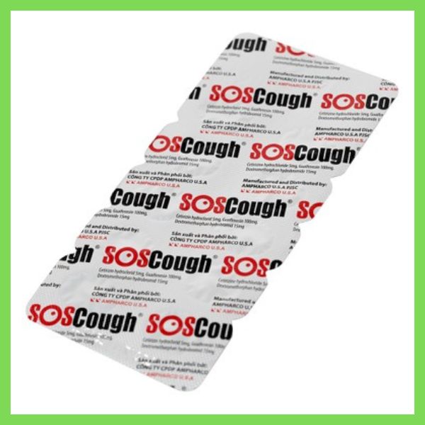Thuốc SOSCough công dụng, liều dùng và cảnh báo 9 Thuốc SOSCough Ampharco điều trị ho khan, ho do kích (1)