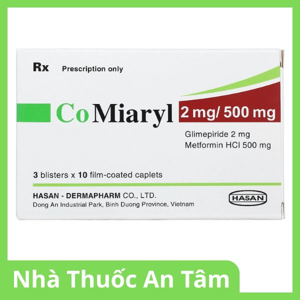 Thuốc CoMiaryl 2mg/500mg điều trị đái tháo đường típ 2