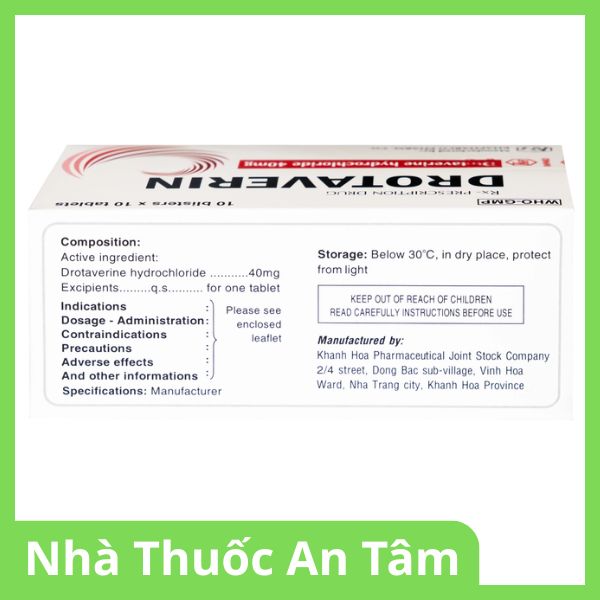 thuoc-drotaverin-40mg-4 Viên nén Drotaverin 40mg điều trị cơn co thắt dạ dày và ruột, hội chứng ruột bị kích thích (4)