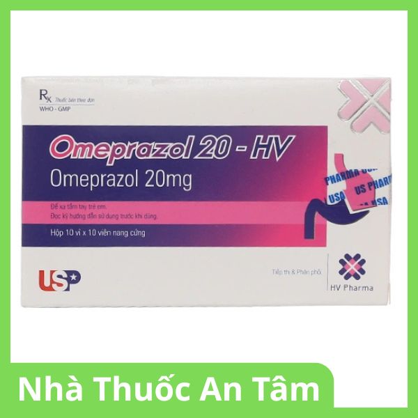 Viên nang Omeprazol 20-HV trị trào ngược dạ dày, thực quản