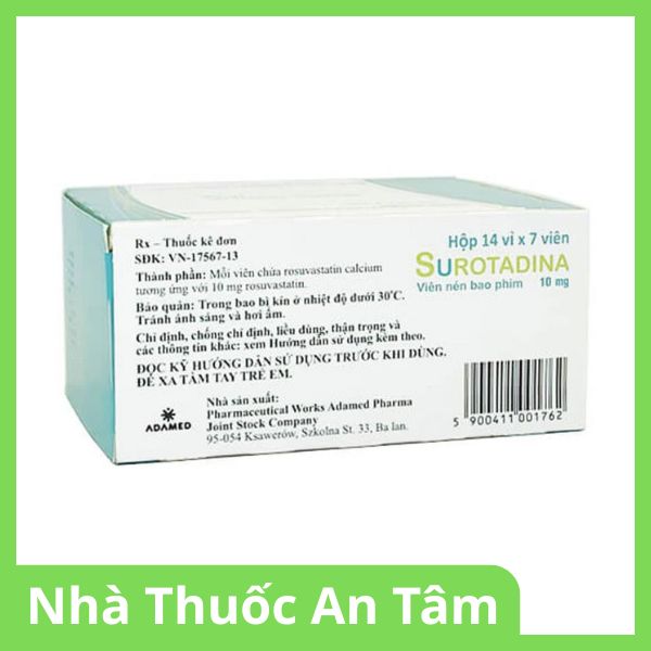 thuoc-surotadina-10mg-2 Viên nén Surotadina 10mg điều trị tăng cholesterol trong máu (2)