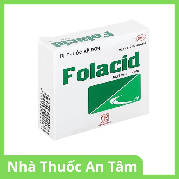 Viên nén Folacid 5mg phòng và trị thiếu axit folic hộp
