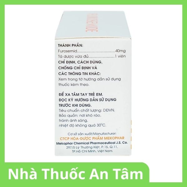 Viên nén Furosemide 40mg Mekophar điều trị phù, tăng huyết áp, tăng canxi huyết (3)