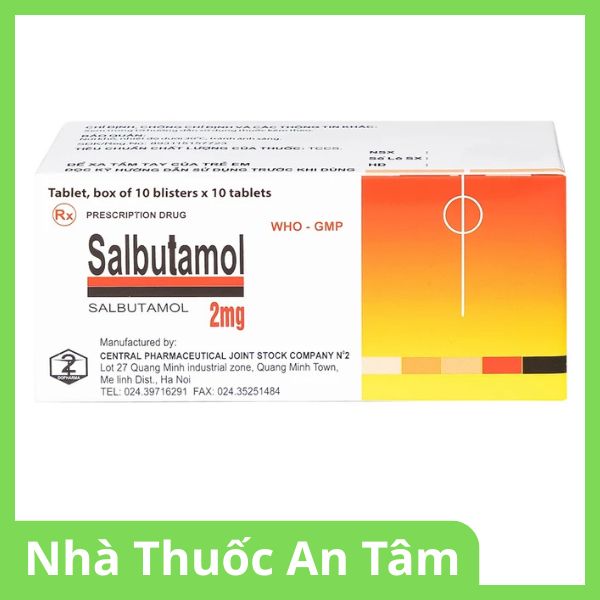 Viên nén Salbutamol 2mg giúp giảm co thắt phế quản trong hen, viêm phế quản mãn tính