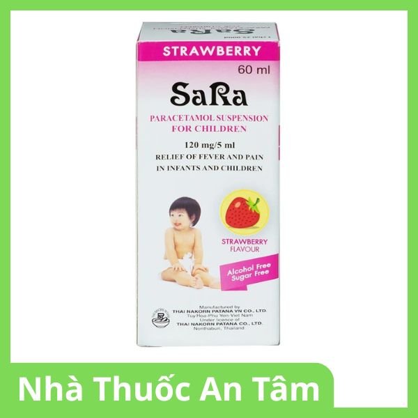 Hỗn dịch uống Sara hương dâu 120mg/5ml giảm đau, hạ sốt cho trẻ em